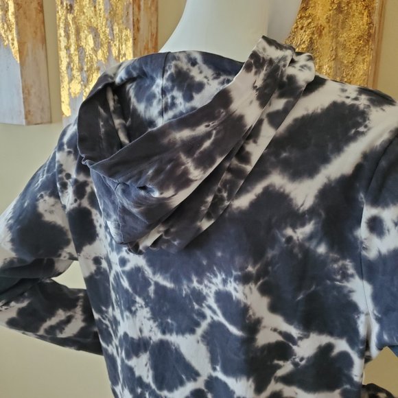 Wonder Nation Tie Dye Black & White Ribbed Hem Hoodie SZ XL (14-16) - Picture 6 of 9